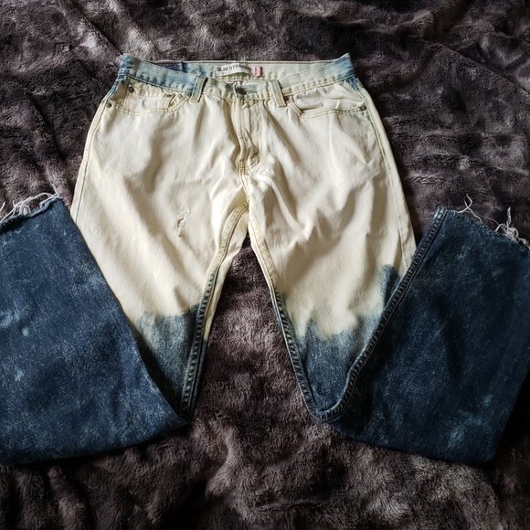 Levi's 514 Slim Straight 34x34 - Raw Hem Ombre Jeans - Picture 5 of 9